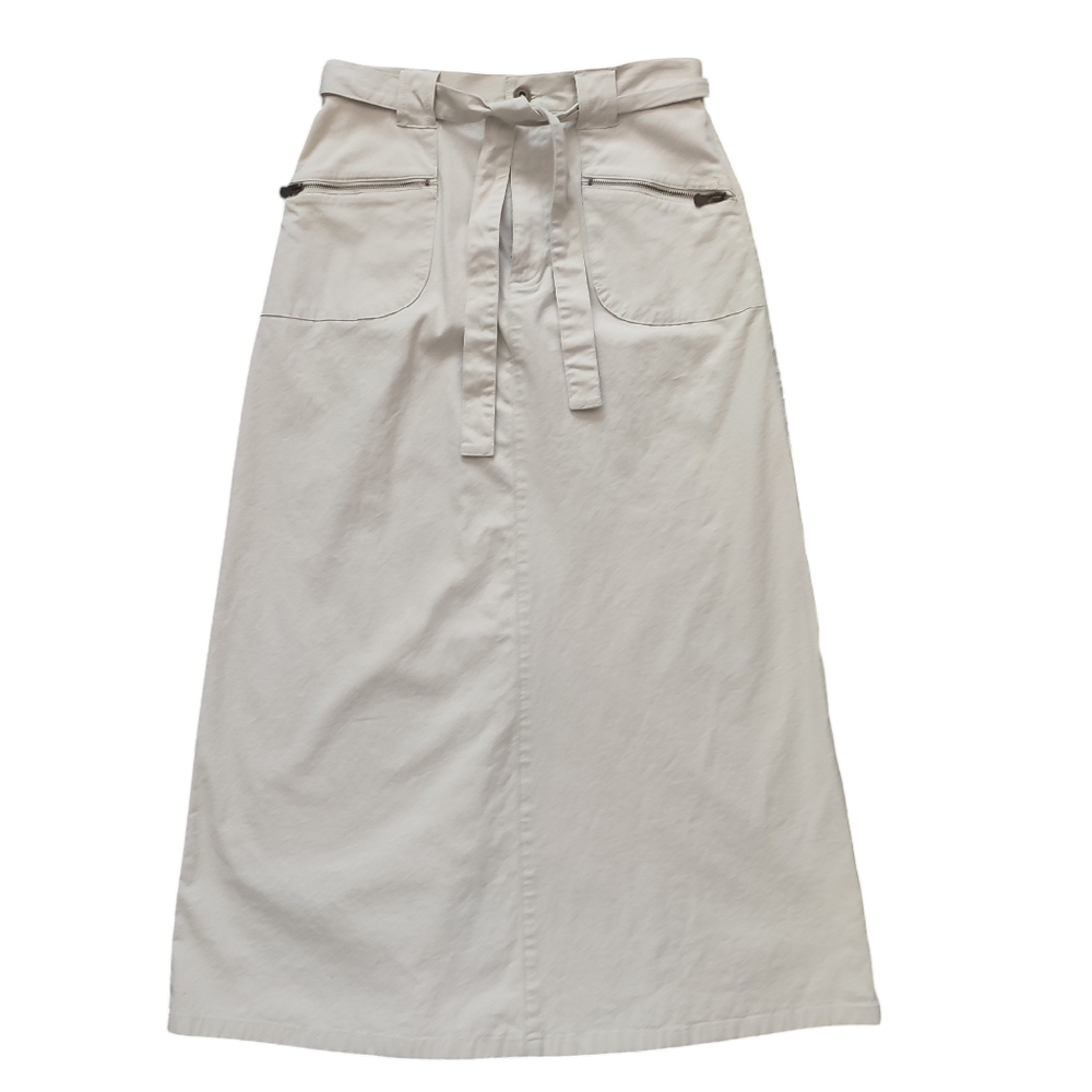Liz Claiborne Cream A-Line Long Denim Skirt 6 petite